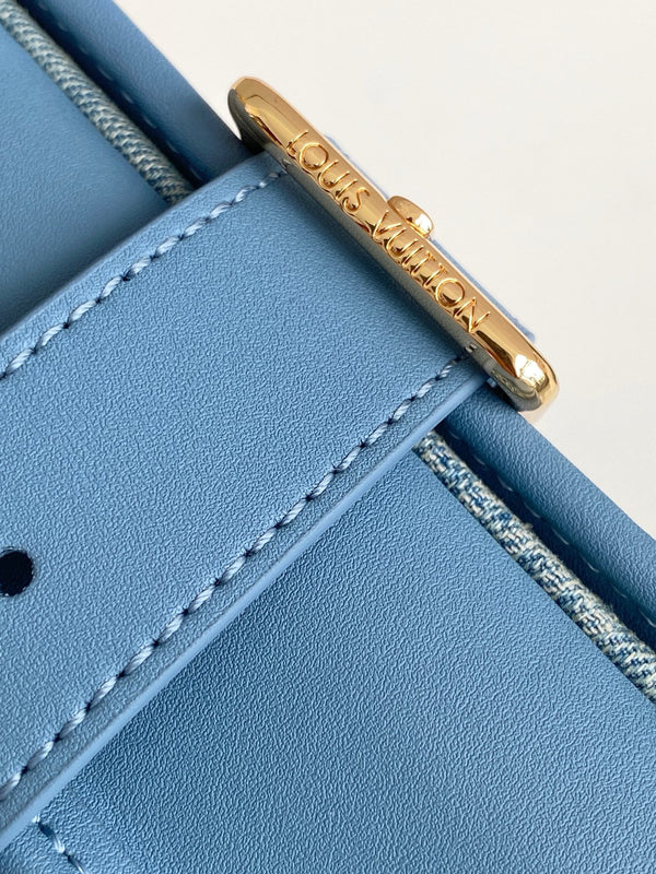 LV Bosphore Mini Handbag 19cm Blue Denim Cotton GHW