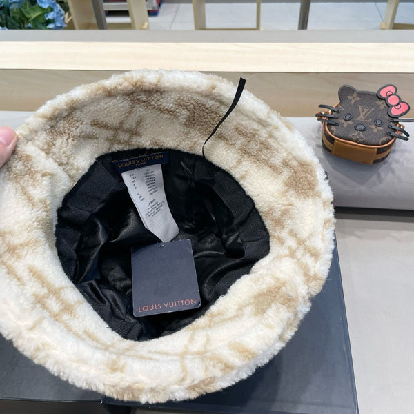 CAPPELLO A SECCHIELLO IN PILE BIANCO MIX BEIGE 404740