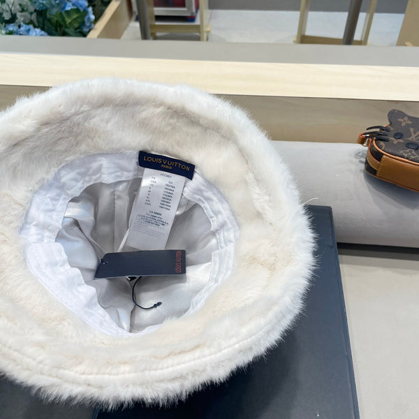 FISHERMAN HAT IN ECRU BEIGE MIX WHITE WOOL AND RABBIT FUR 409758