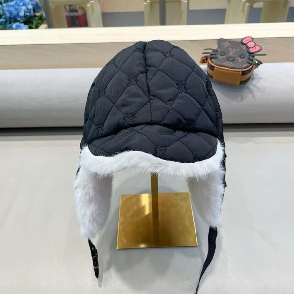 TRAPPER HAT IN BLACK COTTON 411231