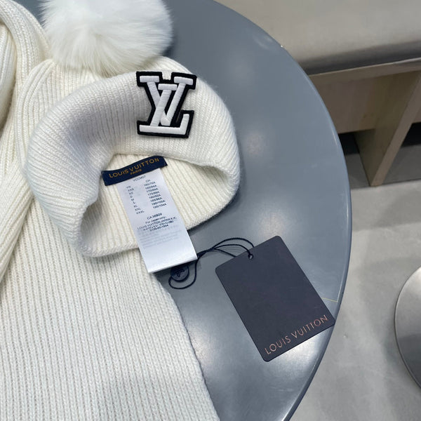 SET SCIARPA E CAPPELLO IN LANA BIANCA E PELLICCIA DI VOLPE 414791