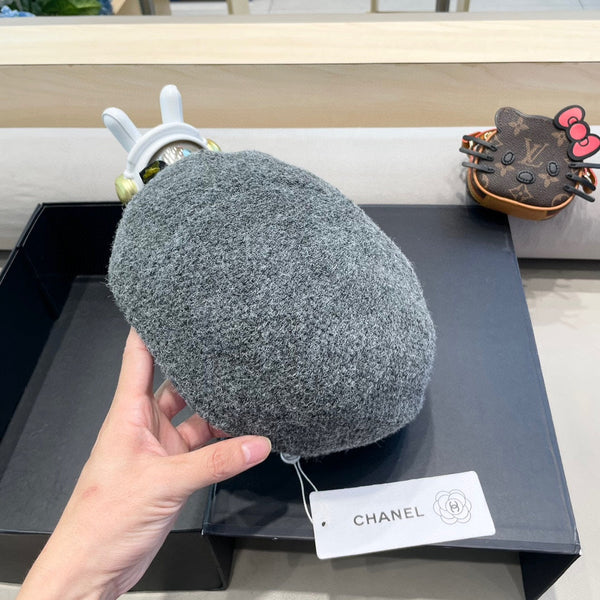 BERET HAT IN RHINO GRAY COTTON AND LINEN 417831