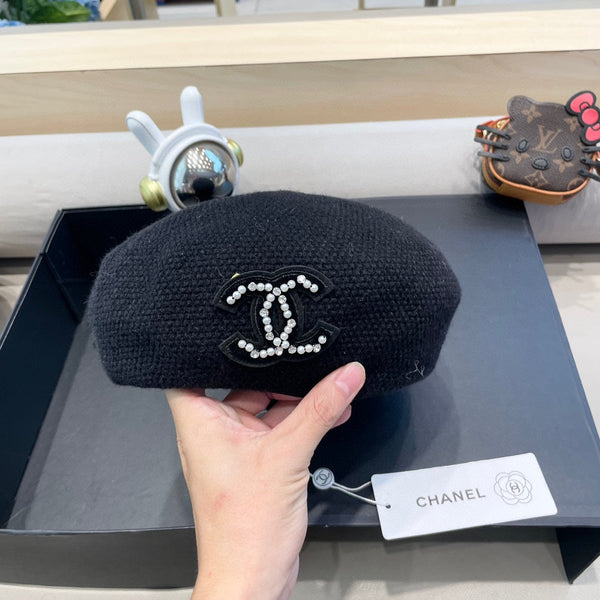CAPPELLO BASCO IN COTONE E LINO NERO 417833
