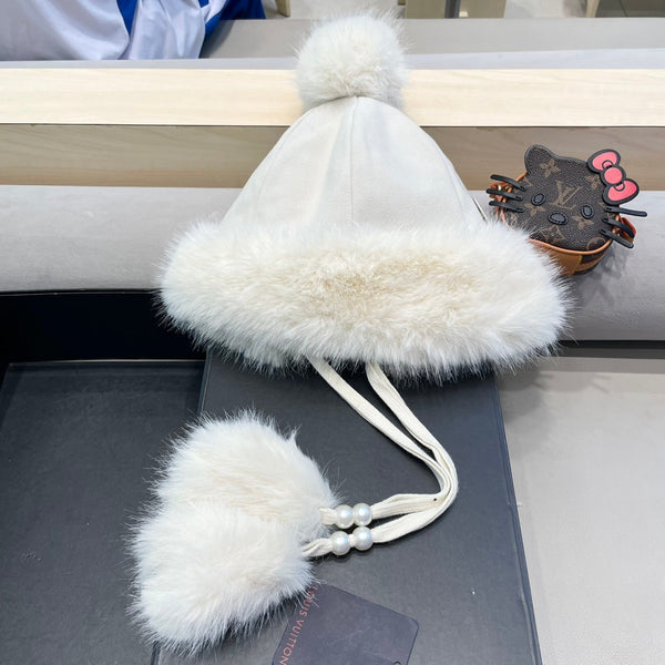 BERRETTO IN LANA E COTONE BIANCO 419746