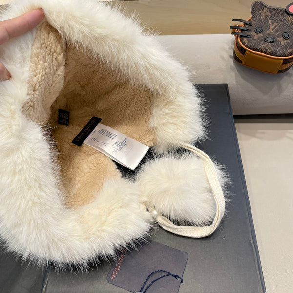 BERRETTO IN LANA E COTONE BIANCO 419746