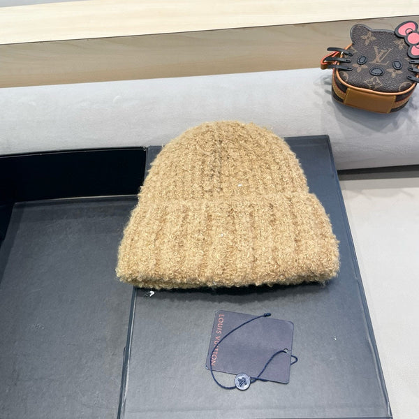 BERRETTO IN MAGLIA DI LANA BEIGE CAMMELLO 421266