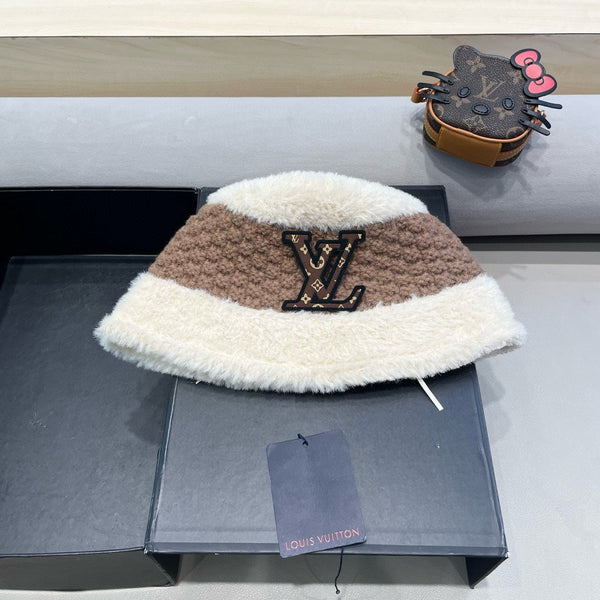 BUCKET HAT IN WHITE MIX BROWN WOOL 421037