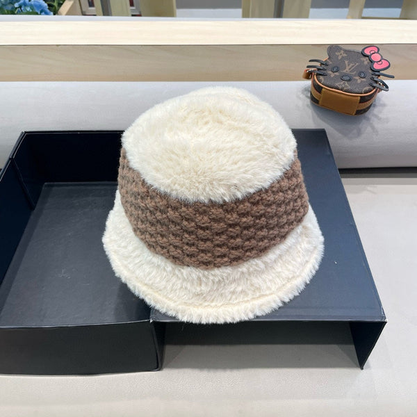 BUCKET HAT IN WHITE MIX BROWN WOOL 421037