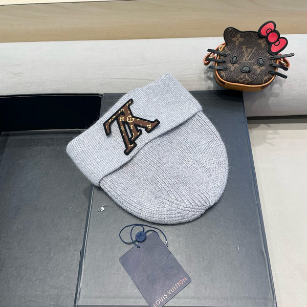 BERRETTO IN MAGLIA IN PILE E LANA GRIGIA 426206