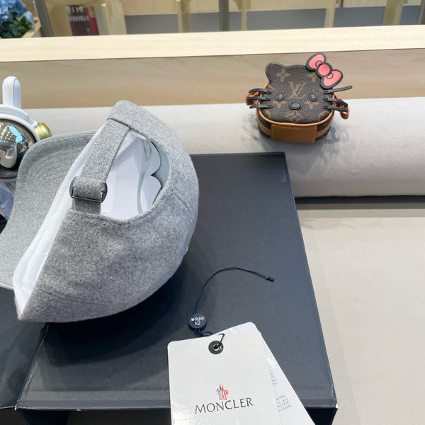 WOOL-TWEED AND LEATHER BASEBALL CAP PALE GRAY 428236