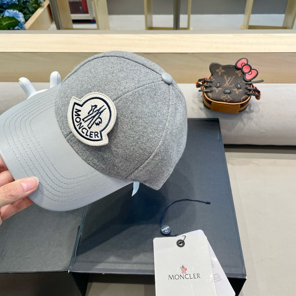 WOOL-TWEED AND LEATHER BASEBALL CAP PALE GRAY 428236