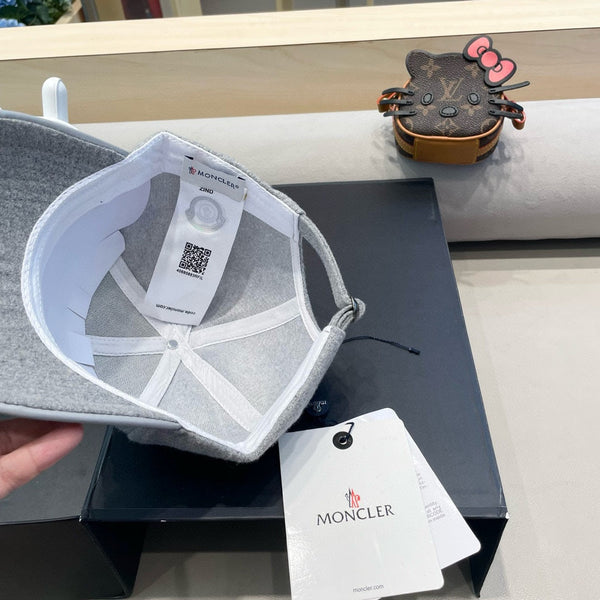 WOOL-TWEED AND LEATHER BASEBALL CAP PALE GRAY 428236