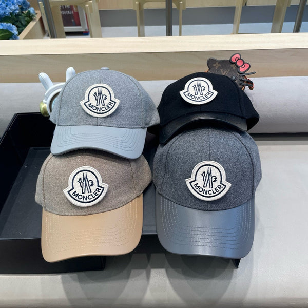 WOOL-TWEED AND LEATHER BASEBALL CAP BLACK 428237