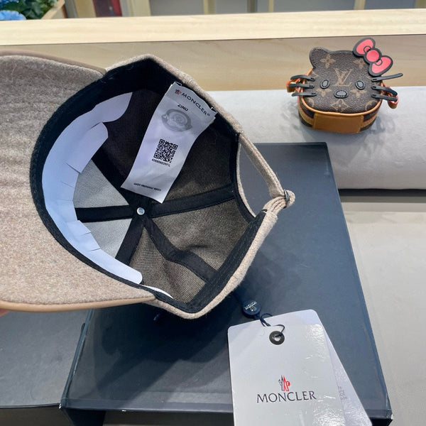 WOOL-TWEED AND LEATHER BASEBALL CAP PEANUT BROWN 428238