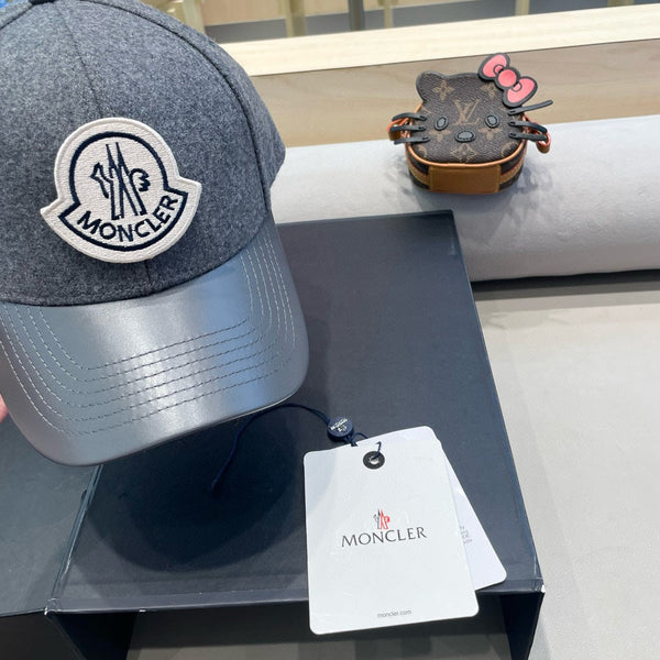 WOOL-TWEED AND LEATHER BASEBALL CAP SHARK GRAY 428239