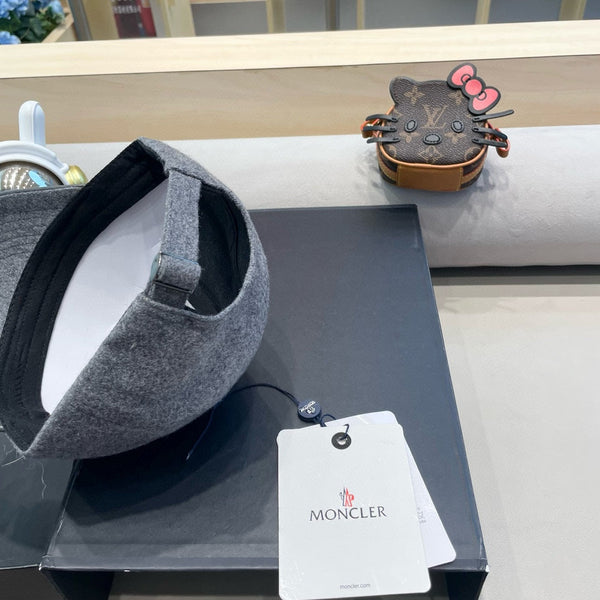 WOOL-TWEED AND LEATHER BASEBALL CAP SHARK GRAY 428239