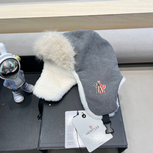 AVATOR HAT IN STEEL GRAY CORDUROY AND FLEECE-LINED 434983