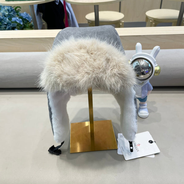 AVATOR HAT IN STEEL GRAY CORDUROY AND FLEECE-LINED 434983