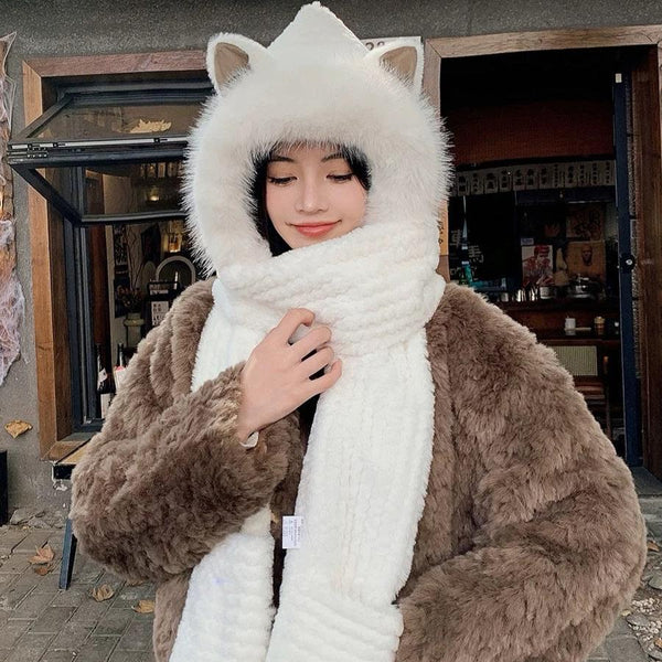 BERRETTO IN LANA BIANCA E PELLICCIA DI AGNELLO 435076