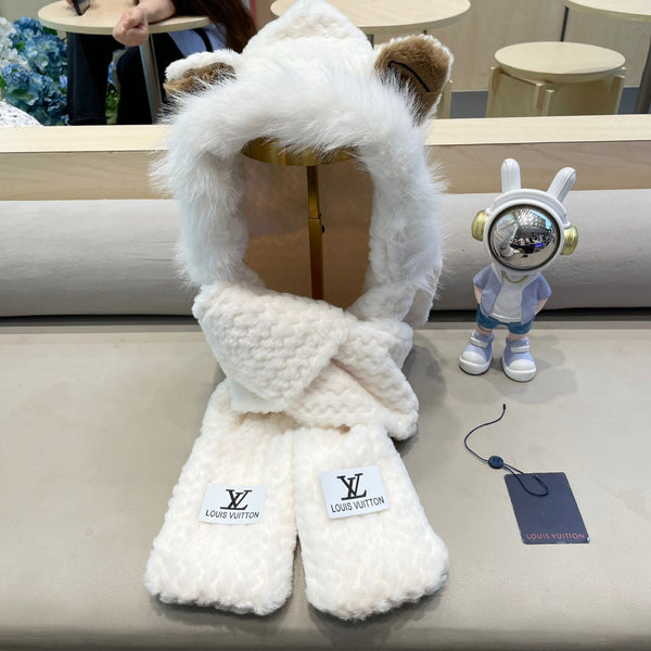 BERRETTO IN LANA BIANCA E PELLICCIA DI AGNELLO 435076