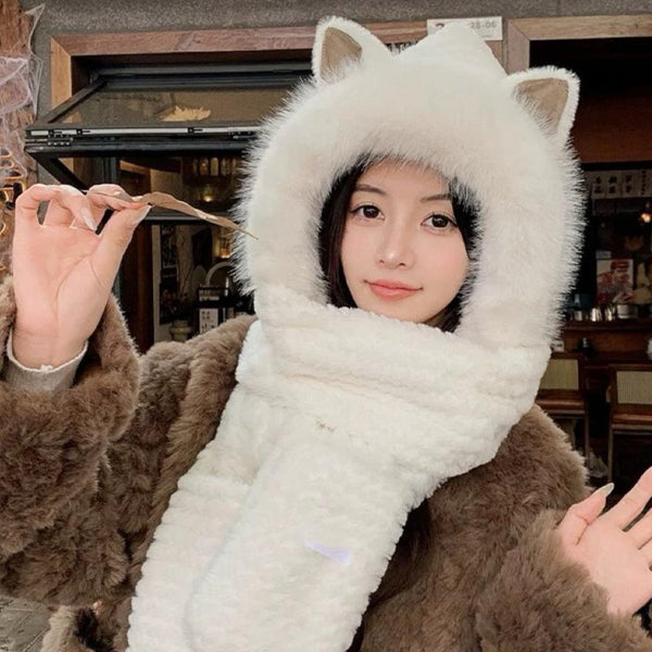 BERRETTO IN LANA BIANCA E PELLICCIA DI AGNELLO 435076