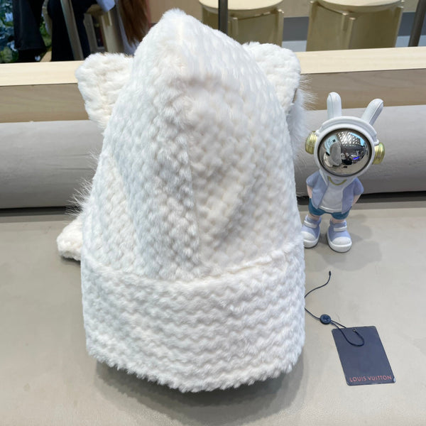 BERRETTO IN LANA BIANCA E PELLICCIA DI AGNELLO 435076