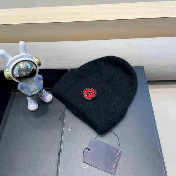 BEANIE HAT IN BLACK WOOL AND RABBIT FUR 433473