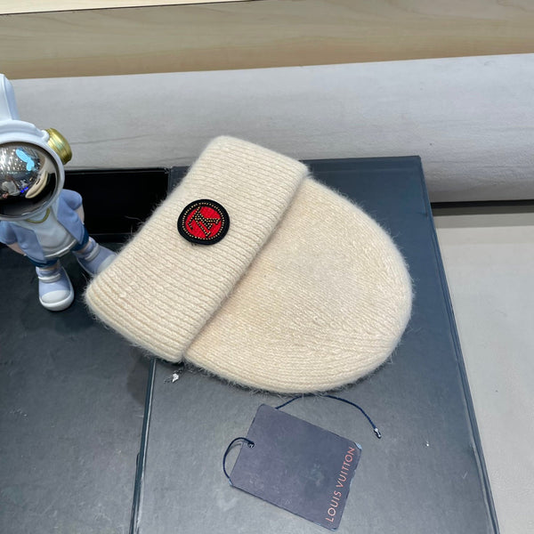 BEANIE HAT IN BEIGE WOOL AND RABBIT FUR 433474