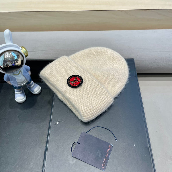 BEANIE HAT IN BEIGE WOOL AND RABBIT FUR 433474