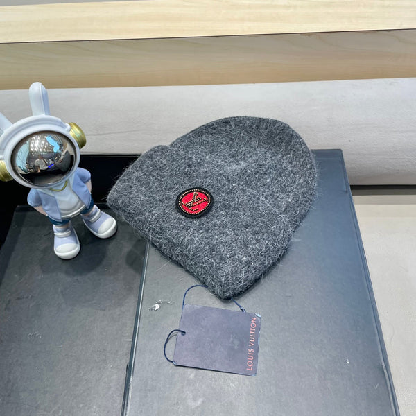 BEANIE HAT IN GRAY WOOL AND RABBIT FUR 433477