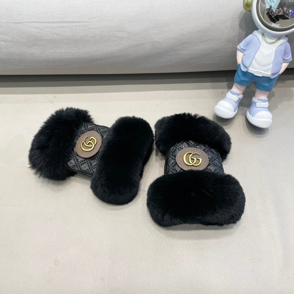 HALF-FINGER GLOVES IN BLACK RABBIT FUR AND LAMBSKIN 432564