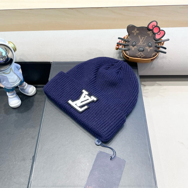 BEANIE HAT IN NAVY BLUE WOOL 435030