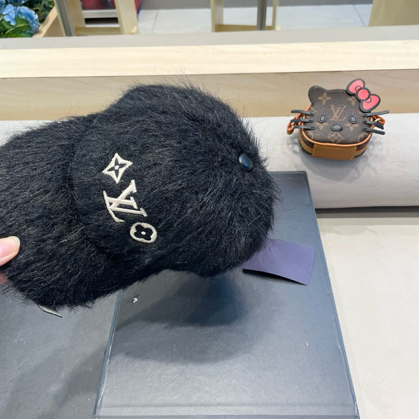 BASEBALL CAP IN BLACK RABBIT FUR 434936