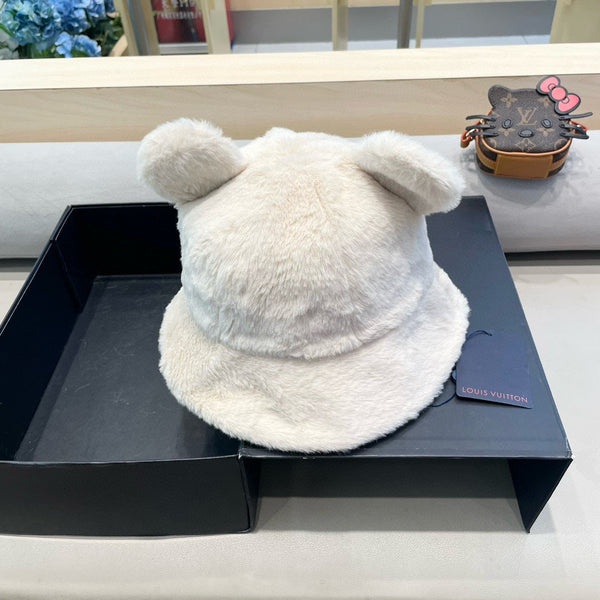 CAPPELLO A SECCHIELLO IN LANA BIANCA E PELLICCIA DI AGNELLO 434940