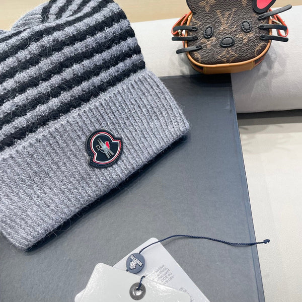 BEANIE HAT IN STELL GRAY MIX BLACK CASHMERE 436732