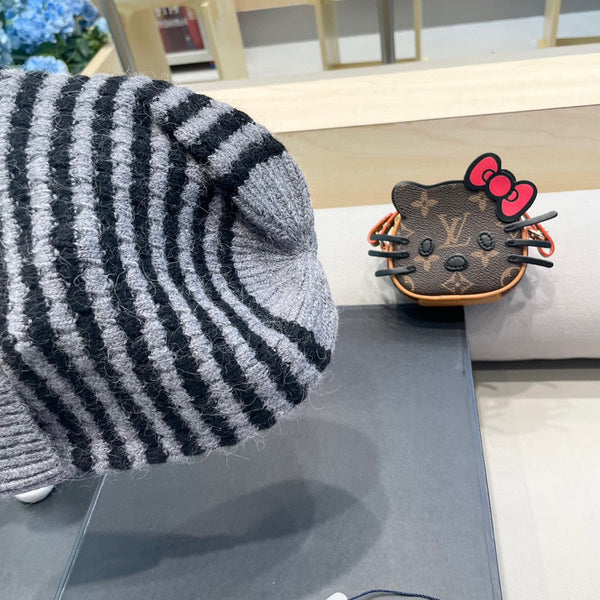 BEANIE HAT IN STELL GRAY MIX BLACK CASHMERE 436732