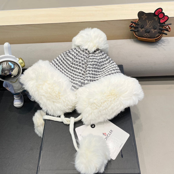 BEANIE HAT IN WHITE WOOL AND FLEECE 436749