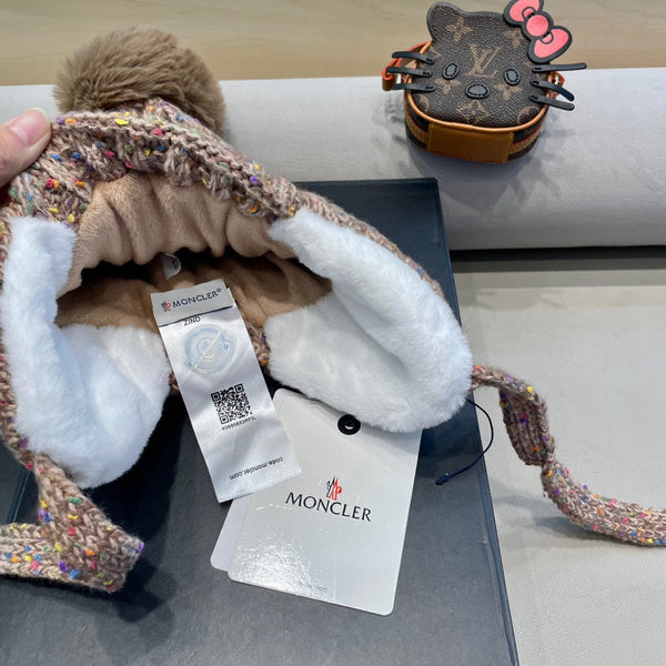 BEANIE HAT IN MEDIUM BROWN WOOL LINED WITH FLEECE 436775