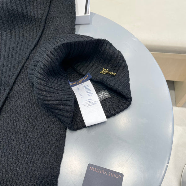 SET SCARF AND HAT IN BLACK WOOL 436222