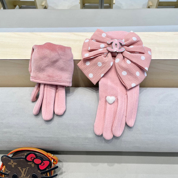 GLOVES IN ROSE PINK MIX WHITE WOOL 454574