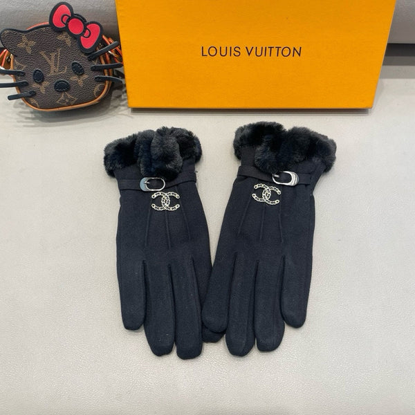 GLOVES IN BLACK WOOL WITH RABBIT FUR 458521
