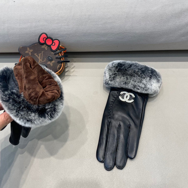 GLOVES IN BLACK LAMBSKIN WITH RABBIT FUR 463787