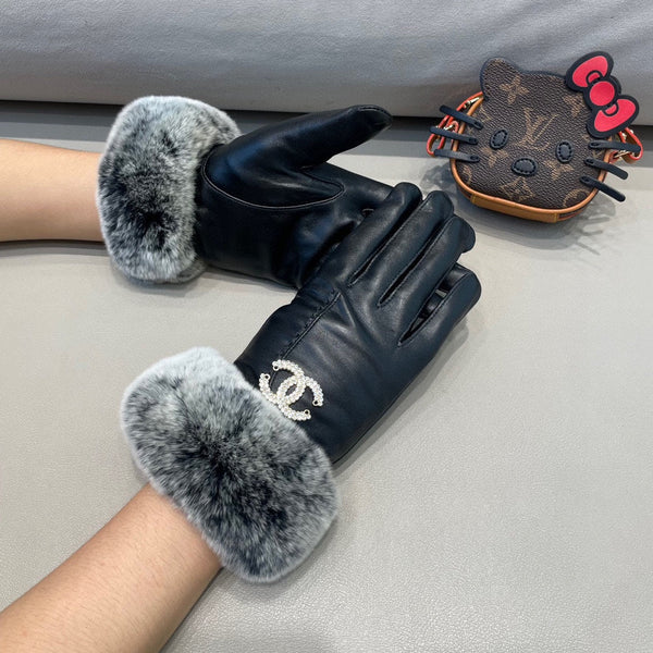 GLOVES IN BLACK LAMBSKIN WITH RABBIT FUR 463787