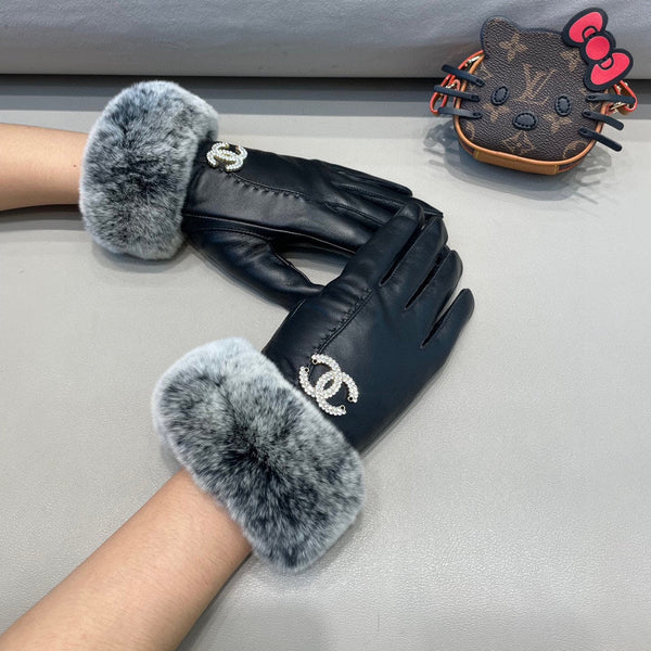 GLOVES IN BLACK LAMBSKIN WITH RABBIT FUR 463787