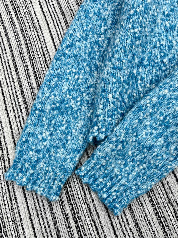 Veste CC 2025 avec Gros Bouton en Strass Laine Bleue 325884