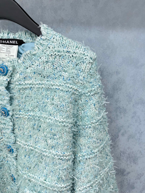 CC 2025 Veste Tweed Laine Bleu Ciel 325870
