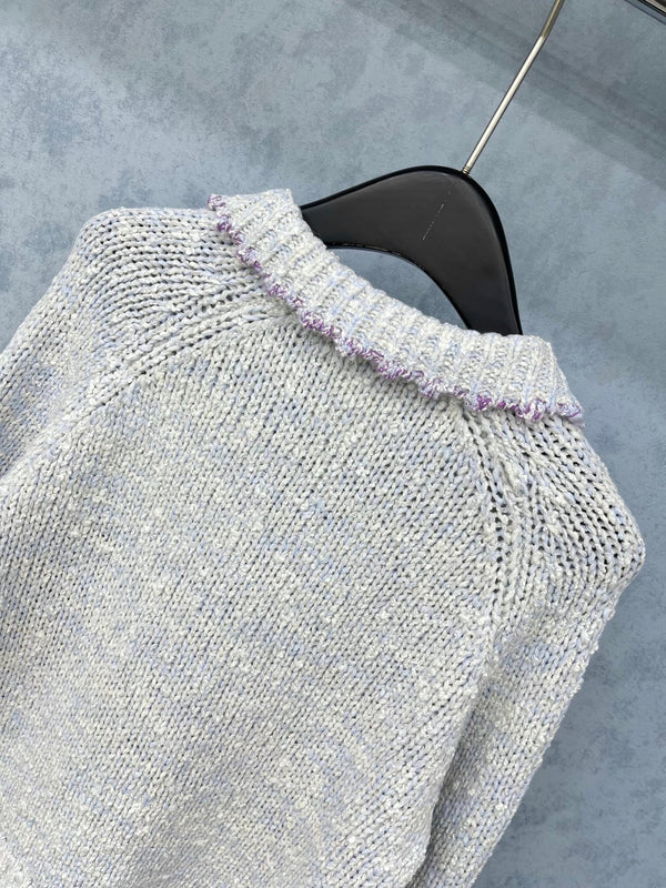 Cardigan CC 2025 Gris clair mélangé Violet Laine 325877