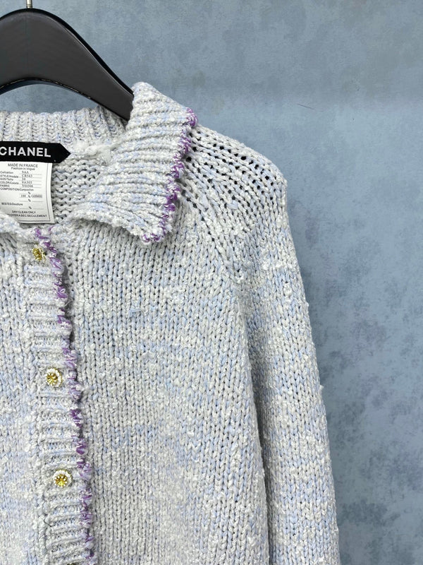 Cardigan CC 2025 Gris clair mélangé Violet Laine 325877