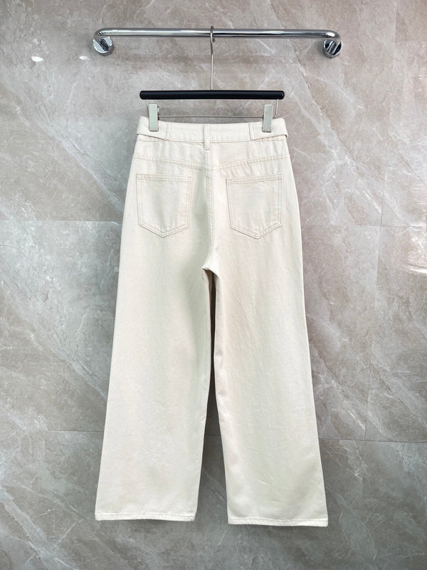 CD Jean large matelassé en jean blanc cassé Coton 351186