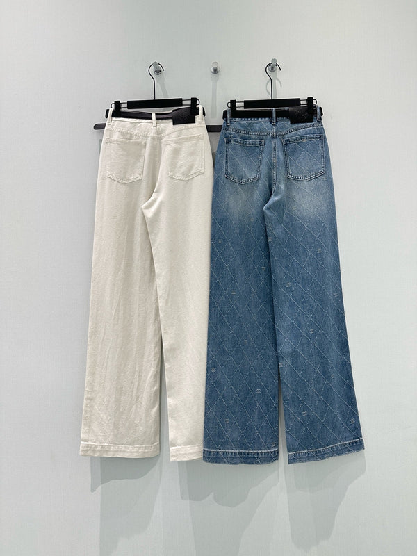 Jean en coton et polyester à motif losanges CC 351233